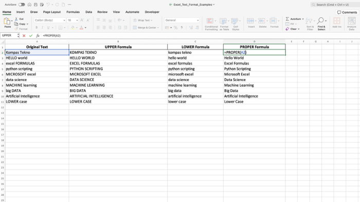 Panduan Singkat Rumus UPPER, LOWER, PROPER di Excel